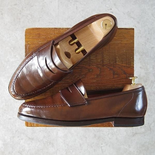 極上★クロケット&ジョーンズ 9.5E【コードバン仕様★茶/ダークブラウン】HARVARD/314ラスト/コインローファー/Crockett&Jones★g367