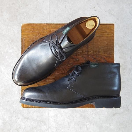 ほぼ未使用★パラブーツ SIZE 5.5【定価￥68,200-★Lully/ルーリー】ギャラクシーソール/チャッカブーツ/カーフ/黒/Paraboot★g372