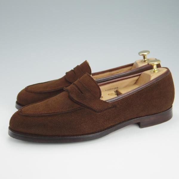 極上★クロケット&ジョーンズ 7.5E【定価￥85,320-★鹿革/DEERSKIN/375ラスト】SANDFORD/コインローファー/TABACCO/Crockett&Jones★g377