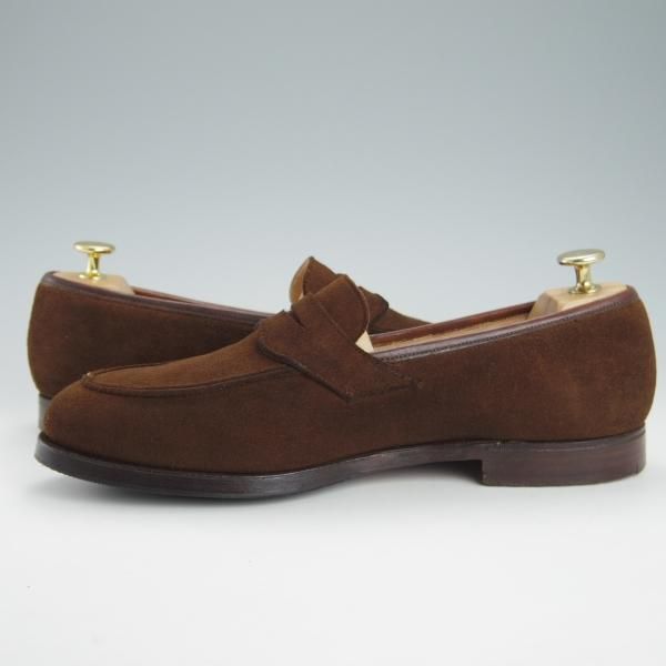 極上★クロケット&ジョーンズ 7.5E【定価￥85,320-★鹿革/DEERSKIN/375ラスト】SANDFORD/コインローファー/TABACCO/Crockett&Jones★g377