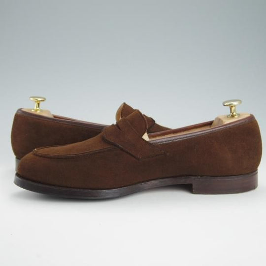 極上★クロケット&ジョーンズ 7.5E【定価￥85,320-★鹿革/DEERSKIN/375ラスト】SANDFORD/コインローファー/TABACCO/Crockett&Jones★g377