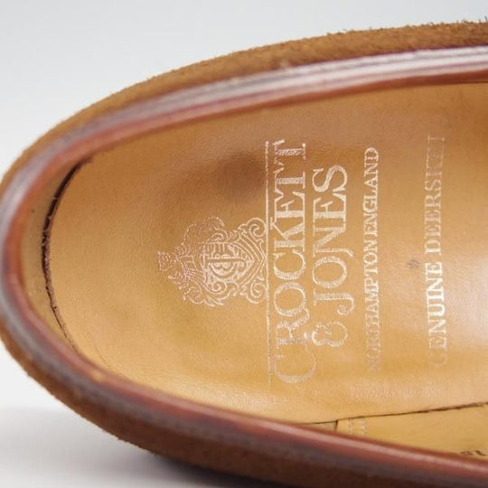 極上★クロケット&ジョーンズ 7.5E【定価￥85,320-★鹿革/DEERSKIN/375ラスト】SANDFORD/コインローファー/TABACCO/Crockett&Jones★g377