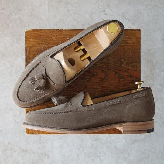 新品★チャーチ 85F/UK8.5【★タッセルローファー/FOSBURY】93ラスト/スエード/薄茶/メンズ/Church's★g379