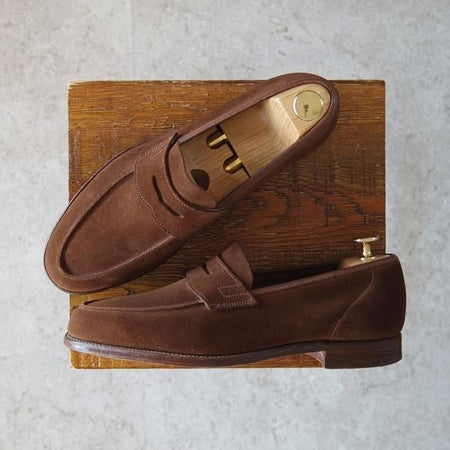 美品★クロケット&ジョーンズ 6.5E【定価￥74,800-★RICHMOND/314ラスト】コインローファー/スエード/SNUFF/茶/Crockett&Jones★g381