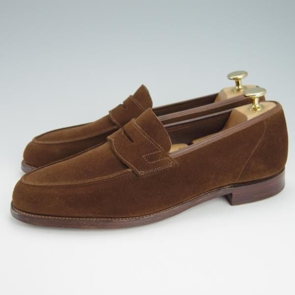 美品★クロケット&ジョーンズ 6.5E【定価￥74,800-★RICHMOND/314ラスト】コインローファー/スエード/SNUFF/茶/Crockett&Jones★g381