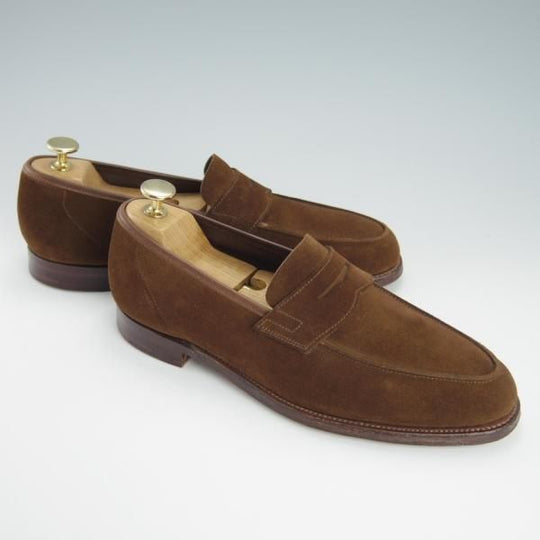 美品★クロケット&ジョーンズ 6.5E【定価￥74,800-★RICHMOND/314ラスト】コインローファー/スエード/SNUFF/茶/Crockett&Jones★g381