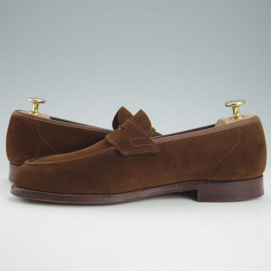 美品★クロケット&ジョーンズ 6.5E【定価￥74,800-★RICHMOND/314ラスト】コインローファー/スエード/SNUFF/茶/Crockett&Jones★g381