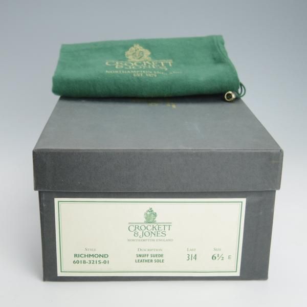 美品★クロケット&ジョーンズ 6.5E【定価￥74,800-★RICHMOND/314ラスト】コインローファー/スエード/SNUFF/茶/Crockett&Jones★g381