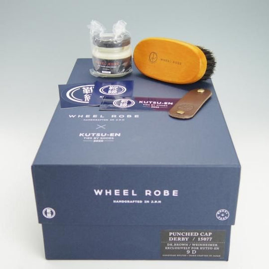 新品★(浅草)WHEEL ROBE/ウィールローブ 9D【定価￥58,000-★靴縁別注/(独)ワインハイマー社のボックスカーフ仕様】15077/濃茶★g402