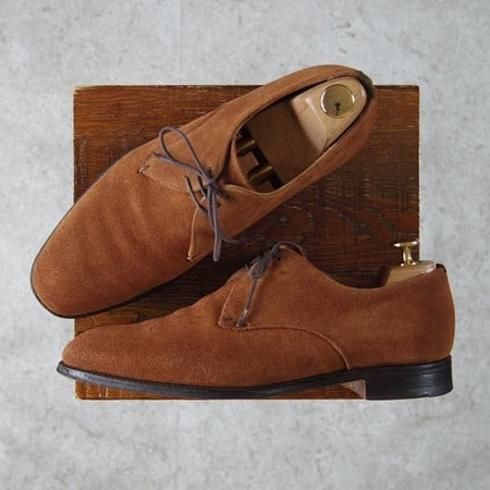 極上★(英)チーニー 7.5E【貴重★(英)ポールスミス別注/125ラスト】プレーントゥ/Vフロント/スエード/茶/メンズ/CHEANEY★g413