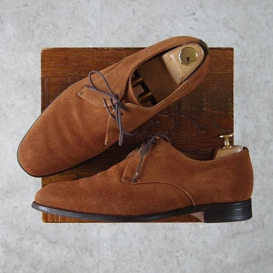 極上★(英)チーニー 7.5E【貴重★(英)ポールスミス別注/125ラスト】プレーントゥ/Vフロント/スエード/茶/メンズ/CHEANEY★g413