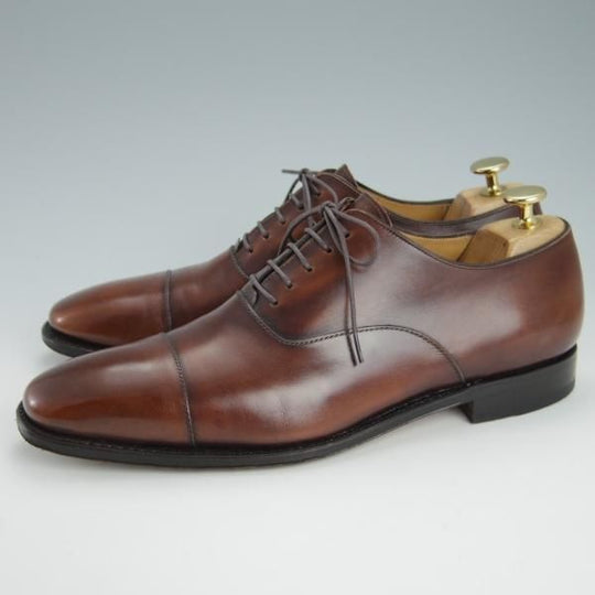 極上★(伊)サルヴァトーレ・フェラガモ 7.5EE【最上級★TRAMEZZAライン/トラメッザ】ストレートチップ/茶/Salvatore Ferragamo★g414