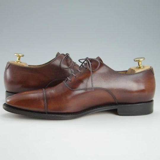 極上★(伊)サルヴァトーレ・フェラガモ 7.5EE【最上級★TRAMEZZAライン/トラメッザ】ストレートチップ/茶/Salvatore Ferragamo★g414