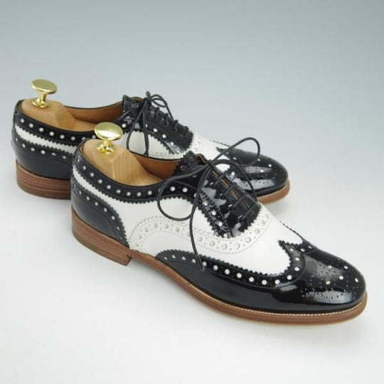 美品★チャーチ(レディース) SIZE 35.5【★バーウッド/BURWOOD 3W】フルブローグ/ウイングチップ/カーフ×パテント/白×黒/Church's★g415