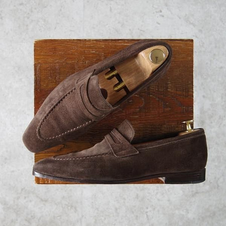 ★(伊)サントーニ SIZE 5【貴重★ビームスF別注/コインローファー】スリッポン/スエード/濃茶/メンズ/BEAMS/Santoni★g417