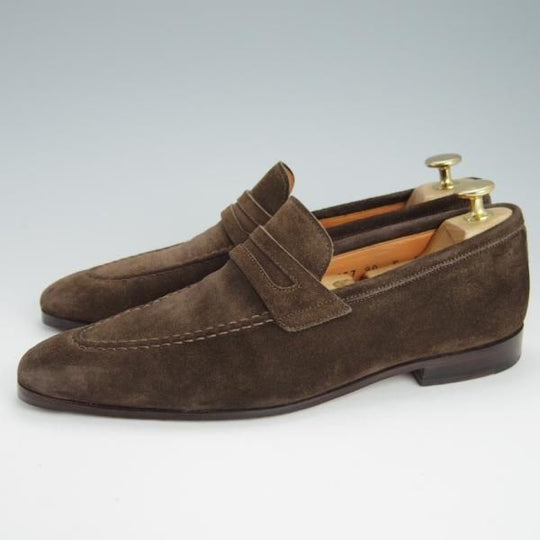 ★(伊)サントーニ SIZE 5【貴重★ビームスF別注/コインローファー】スリッポン/スエード/濃茶/メンズ/BEAMS/Santoni★g417