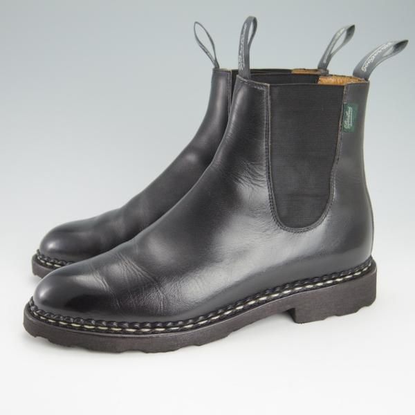 極美品★パラブーツ SIZE 5【定価￥80,300-★MANEGE/リスレザー】グリフソール/サイドゴアブーツ/NOIR/黒/メンズ/Paraboot★g421