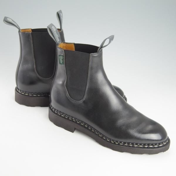 極美品★パラブーツ SIZE 5【定価￥80,300-★MANEGE/リスレザー】グリフソール/サイドゴアブーツ/NOIR/黒/メンズ/Paraboot★g421