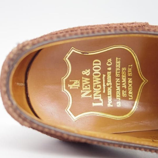 美品★クロケット&ジョーンズ 7E【貴重★(英)ニュー&リングウッド別注/New&Lingwood】フルブローグ/スエード/濃茶/Crockett&Jones★g439