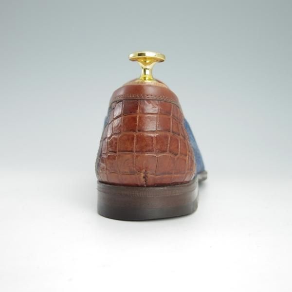 極上★(伊)アルティオリ SIZE 6【貴重★クロコ仕様/(伊)Battaglia別注】コインローファー/カーフ/コンビ/メンズ/ARTIOLI★g441