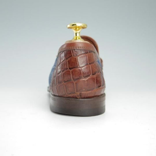 極上★(伊)アルティオリ SIZE 6【貴重★クロコ仕様/(伊)Battaglia別注】コインローファー/カーフ/コンビ/メンズ/ARTIOLI★g441