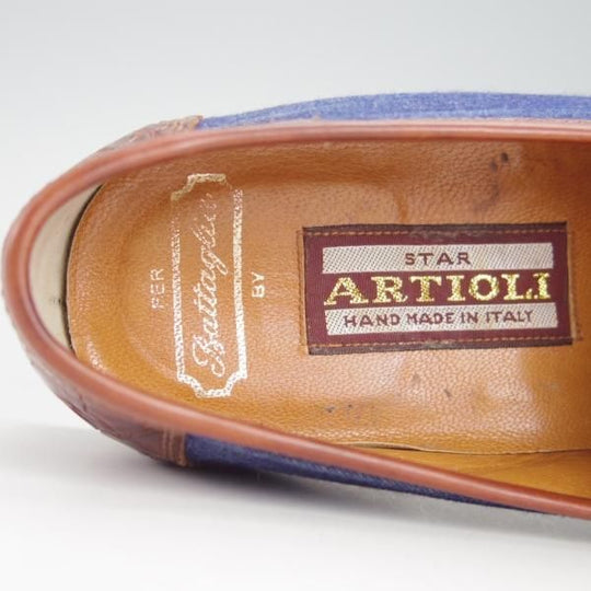 極上★(伊)アルティオリ SIZE 6【貴重★クロコ仕様/(伊)Battaglia別注】コインローファー/カーフ/コンビ/メンズ/ARTIOLI★g441