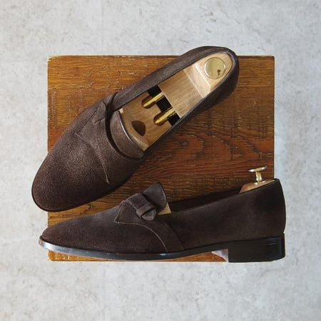 美品★POLPETTA/ポルペッタ SIZE 39.5【★ローファー/スエード】濃茶/メンズ★g442