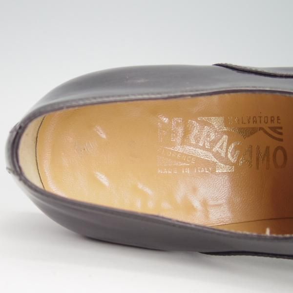 極上★(伊)サルヴァトーレ・フェラガモ 7EE【★ストレートチップ/カーフ】黒/メンズ/Salvatore Ferragamo★g443