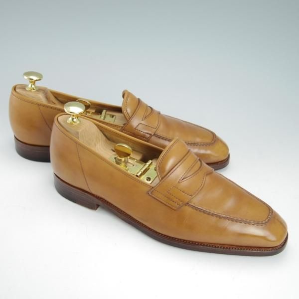 極上★ジョンロブ 5D【スキンステッチ仕様★ASHLEY/4596ラスト】コインローファー/カーフ/薄茶/メンズ/JOHN LOBB★g445