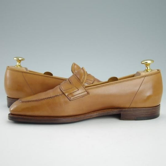 極上★ジョンロブ 5D【スキンステッチ仕様★ASHLEY/4596ラスト】コインローファー/カーフ/薄茶/メンズ/JOHN LOBB★g445