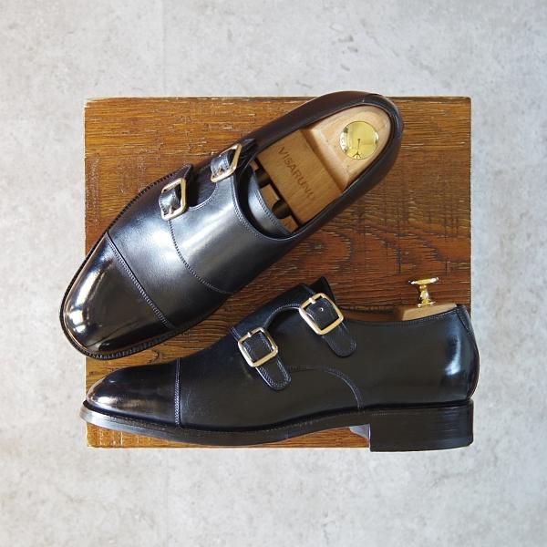 極美品★(スペイン製)YANKO/ヤンコ SIZE 23【パターンオーダー品★グッドイヤーウェルテッド製法/ダブルモンク】カーフ/黒★g452