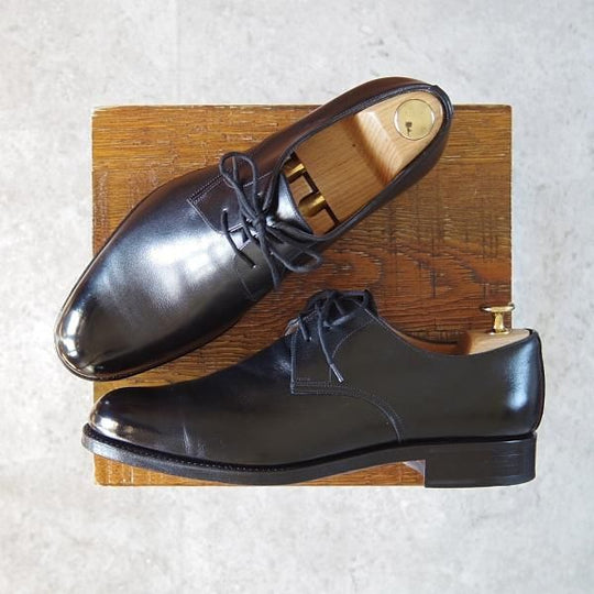 極美品★(スペイン製)YANKO/ヤンコ SIZE 7【グッドイヤーウェルテッド製法★36901/Vフロント】プレーントゥ/カーフ/黒/メンズ★g453