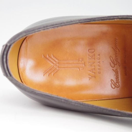 極美品★(スペイン製)YANKO/ヤンコ SIZE 7【グッドイヤーウェルテッド製法★36901/Vフロント】プレーントゥ/カーフ/黒/メンズ★g453