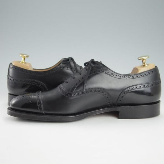 ほぼ試着程度★チャーチ 75F/UK7.5【定価￥124,300-★ディプロマット/DIPLOMAT】173ラスト/セミブローグ/黒/メンズ/Church's★g457