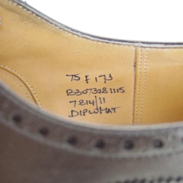 ほぼ試着程度★チャーチ 75F/UK7.5【定価￥124,300-★ディプロマット/DIPLOMAT】173ラスト/セミブローグ/黒/メンズ/Church's★g457