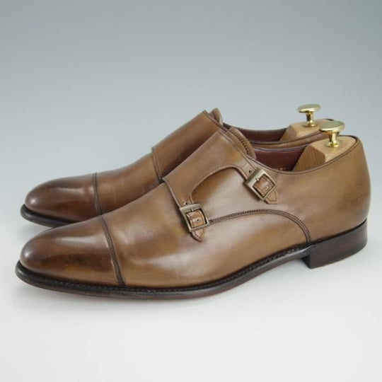 極上★(英)チーニー 9.5F【(英)Herring Shoes別注★ATTLEE/11028ラスト】ダブルモンク/カーフ/茶/メンズ/CHEANEY★g465