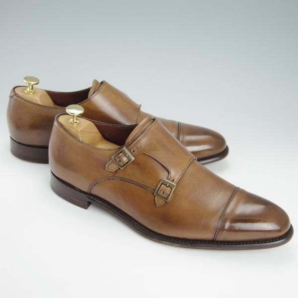 極上★(英)チーニー 9.5F【(英)Herring Shoes別注★ATTLEE/11028ラスト】ダブルモンク/カーフ/茶/メンズ/CHEANEY★g465