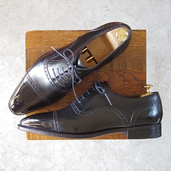 ★(仏)Corthay/コルテ SIZE 10(UK9程度)【定価￥225,500-★BUCY/クォーターブローグ】黒/カーフ/メンズ★g468