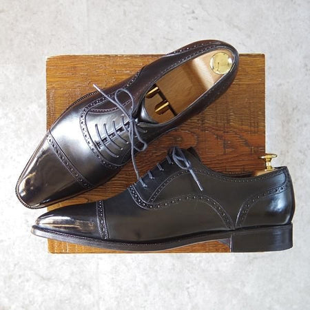 ★(仏)Corthay/コルテ SIZE 10(UK9程度)【定価￥225,500-★BUCY/クォーターブローグ】黒/カーフ/メンズ★g468