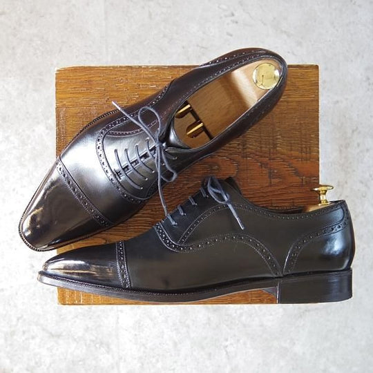 ★(仏)Corthay/コルテ SIZE 10(UK9程度)【定価￥225,500-★BUCY/クォーターブローグ】黒/カーフ/メンズ★g468