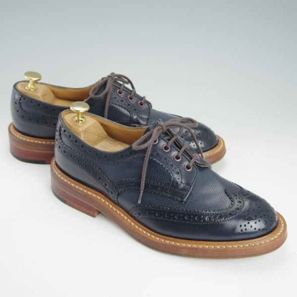 極上★トリッカーズ SIZE 6.5【バートン同系モデル★M6973/カントリーシューズ】カーフ/紺/フルブローグ/短靴/メンズ/Tricker's★g469