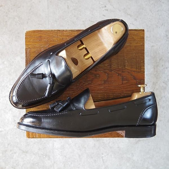 極上★(英)チーニー 8.5F【定価￥78,100-★HARRY/214ラスト】ハリー/タッセルローファー/カーフ/黒/メンズ/CHEANEY★g470