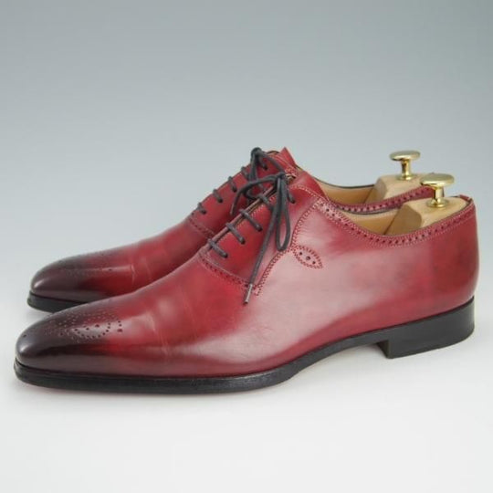 美品★(スペイン製)マグナーニ SIZE 41【★ボロネーゼ製法/オックスフォードシューズ】16614/カーフ/赤茶/メンズ/MAGNANNI★g474