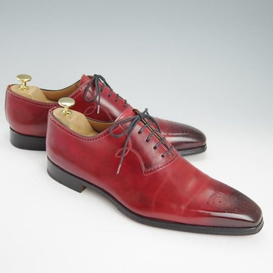 美品★(スペイン製)マグナーニ SIZE 41【★ボロネーゼ製法/オックスフォードシューズ】16614/カーフ/赤茶/メンズ/MAGNANNI★g474