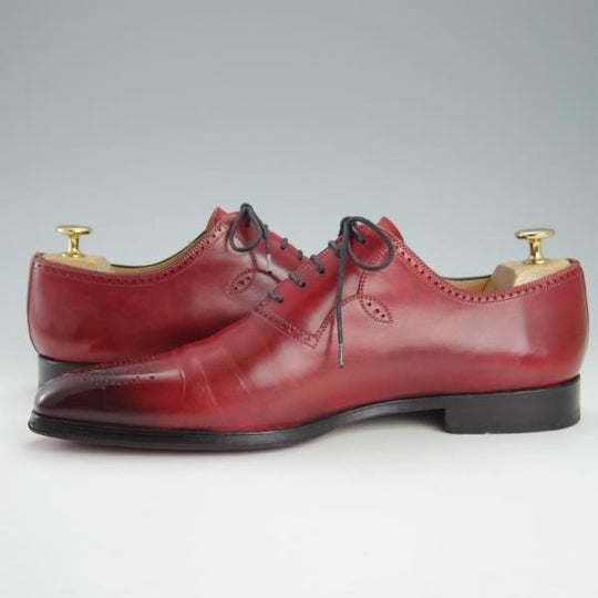 美品★(スペイン製)マグナーニ SIZE 41【★ボロネーゼ製法/オックスフォードシューズ】16614/カーフ/赤茶/メンズ/MAGNANNI★g474