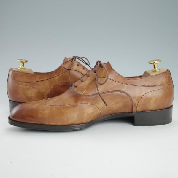 未使用★(伊)サントーニ SIZE 7【★ブラインドブローグ/15578】カーフ/薄茶/メンズ/Santoni★g479