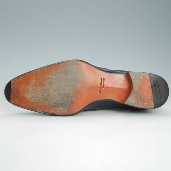 極美品★(伊)サントーニ SIZE 7【レベルソ仕立て★オックスフォードシューズ/15875】カーフ/紺/メンズ/Santoni★g484