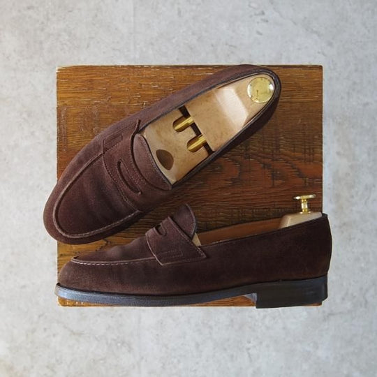 ★ジョンロブ 5D【モデル定価￥217,800-★ロペス/LOPEZ】4395ラスト/コインローファー/スエード/濃茶/メンズ/JOHN LOBB★g490