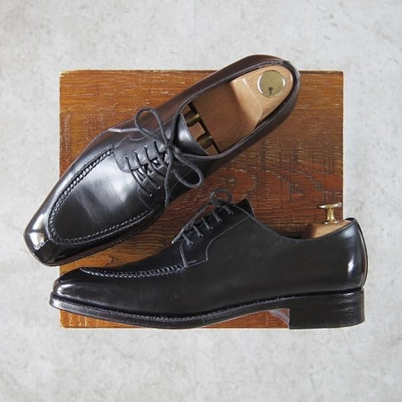 極美品★(スペイン製)MEERMIN/メルミン SIZE 6.5【貴重★EGのドーバー似寄モデル/スキンステッチ仕様】Uチップ/カーフ/黒/メンズ★g497