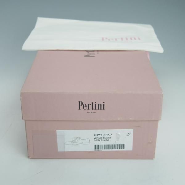 未使用★(スペイン製)Pertini/ペルティーニ(レディース) SIZE 37【コンビ仕様★エナメル×ポニー/11974】ストレートチップ/黒★g500
